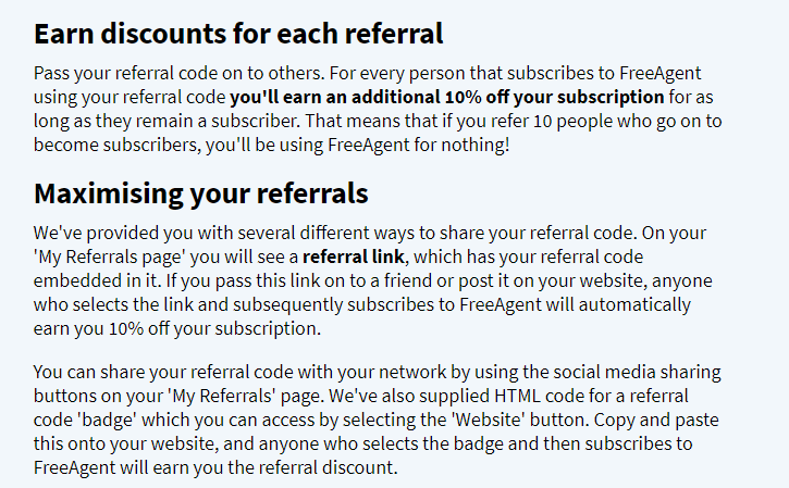 FreeAgent referral scheme