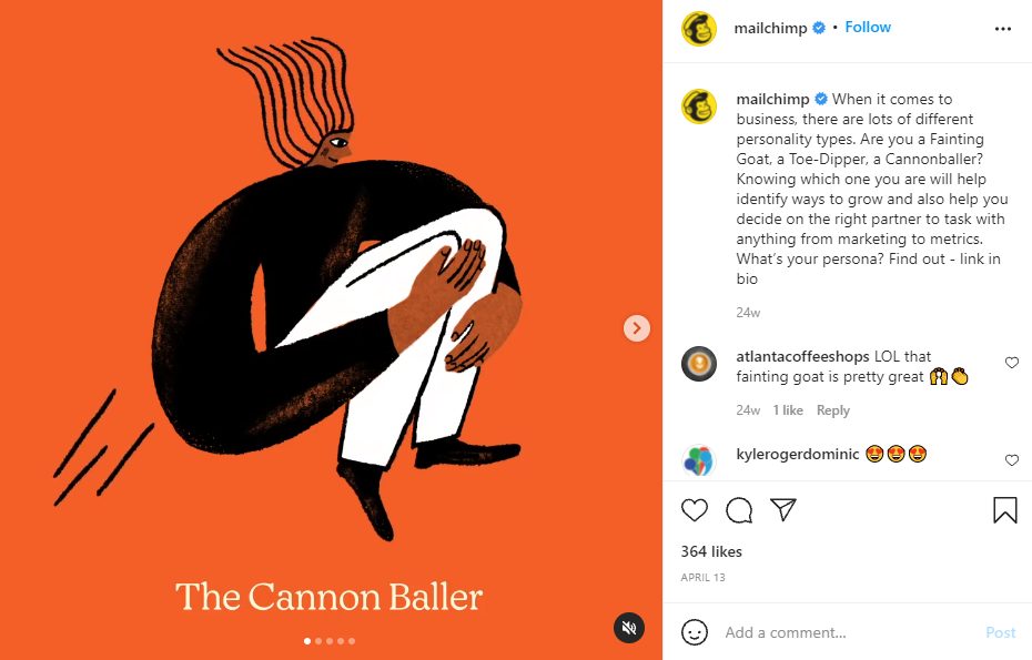 Mailchimp Instagram post