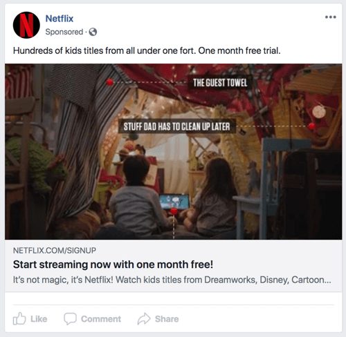 Netflix sponsored Facebook post