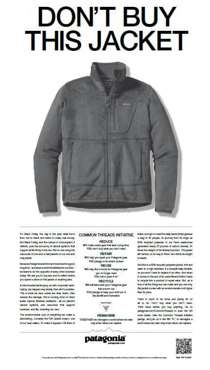 Patagonia's "Don't Buy This Jacket" campaign