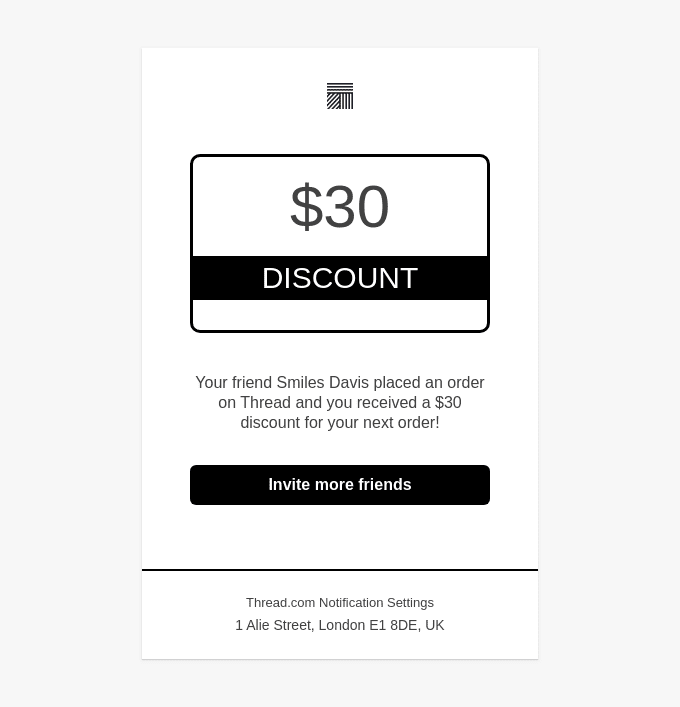 Thread discount code example