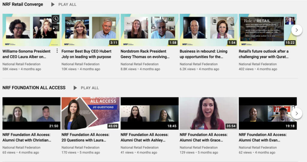 NRF's YouTube video collection
