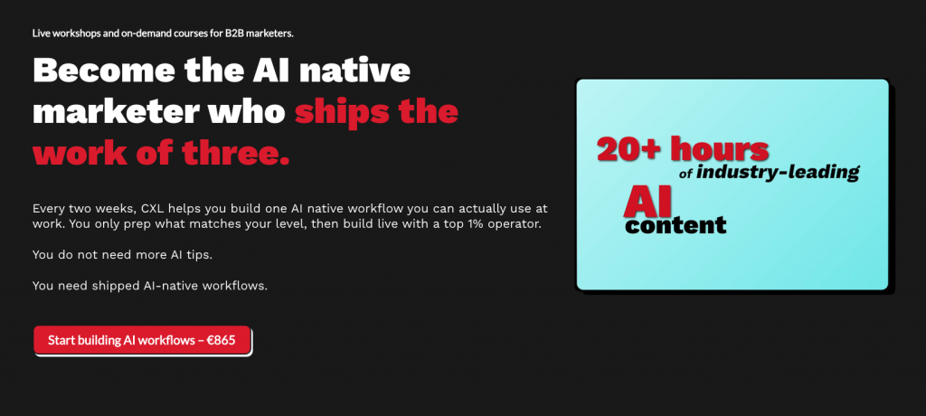 CXL ai native marketer landing page