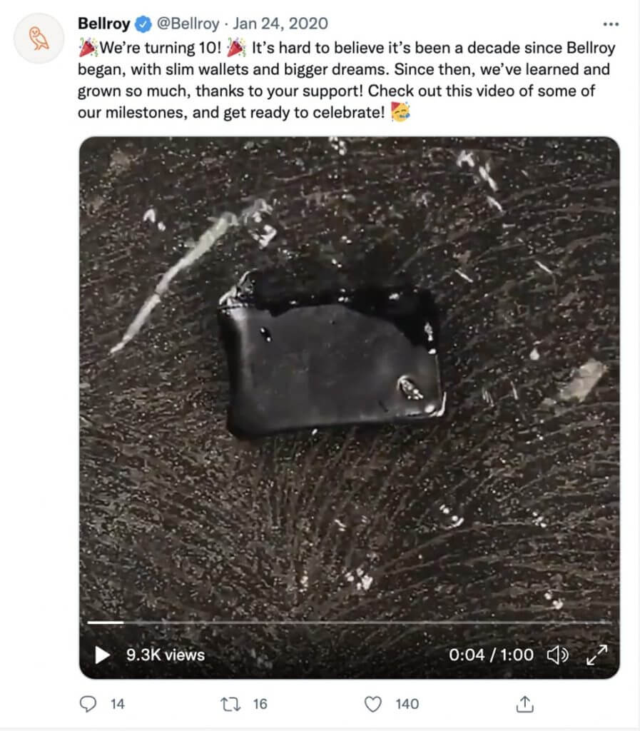 screenshot bellroy brand association video on twitter screenshot