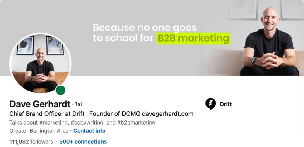 dave gerhardt linkedin account screenshot