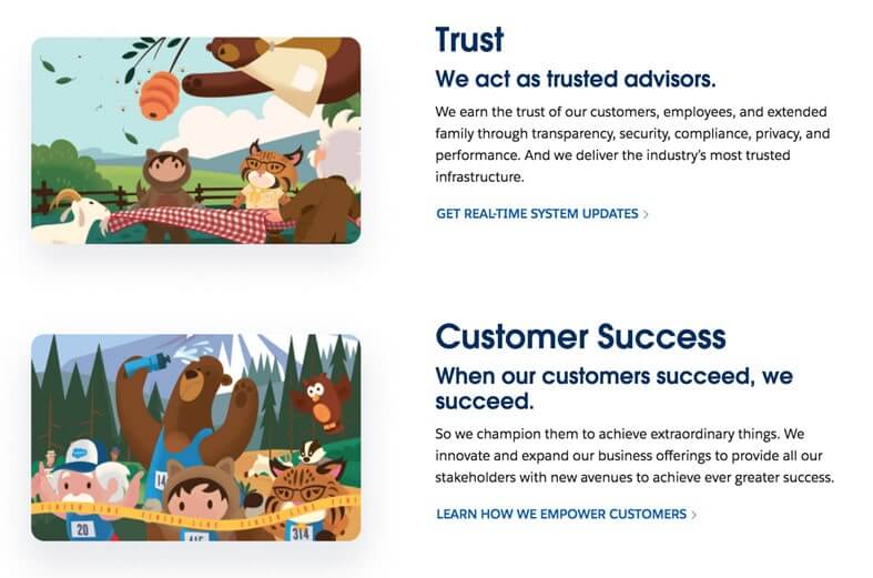 screenshot salesforce brand value contextualization trust and customer success