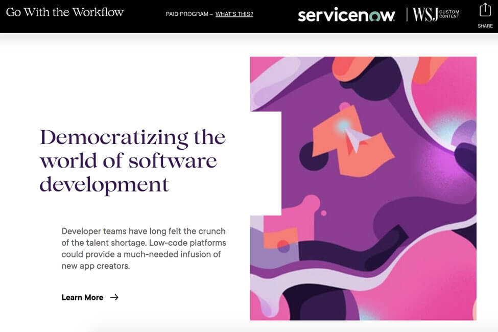 screenshot servicenow software company site homepage