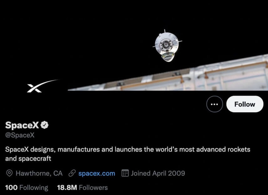 spacex twitter account screenshot