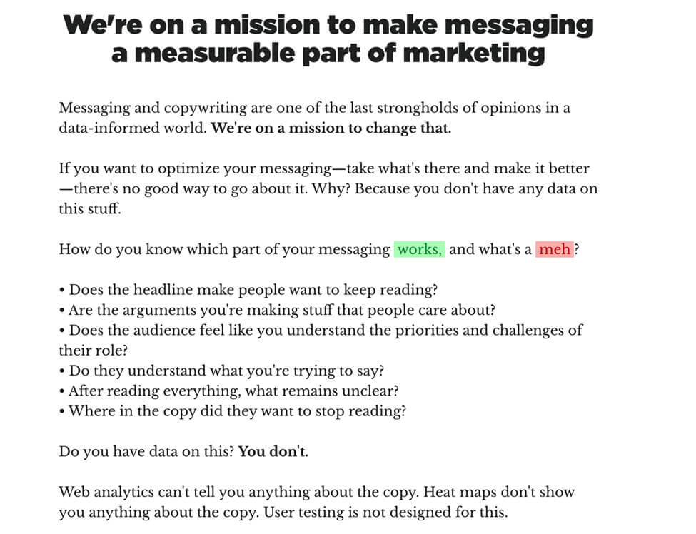 wynter article screenshot make messaging a measurable part of marketing