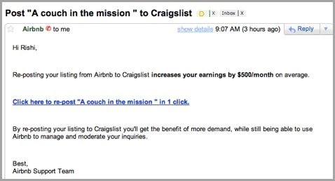 Craiglist screenshot (Airbnb growth hack)