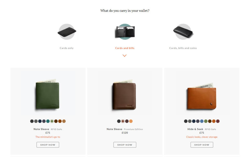 Bellroy product recommendations