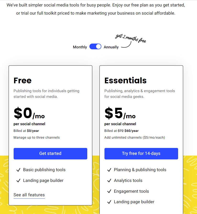 Buffer pricing page