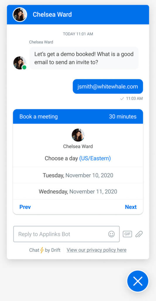Drift product chatbot example