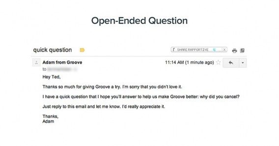 GrooveHQ customer feedback email