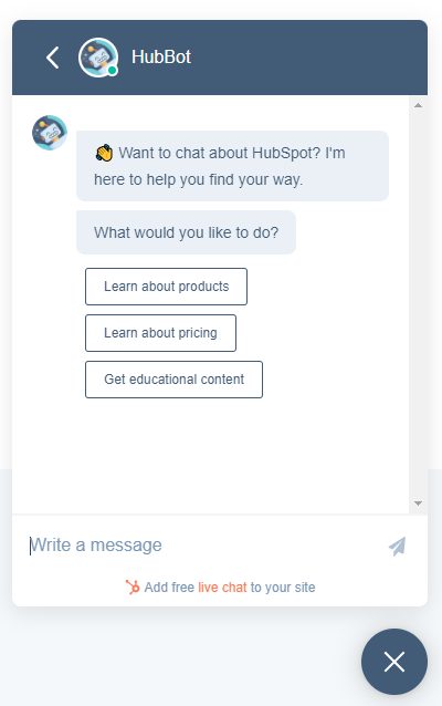 HubSpot chatbot example 1