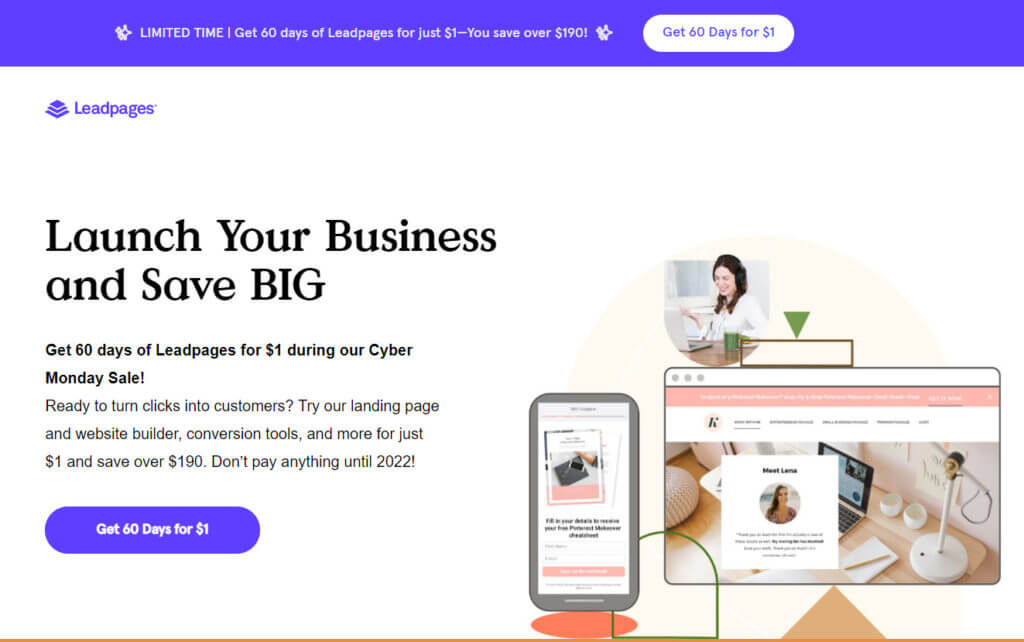 Leadpages trial landing page