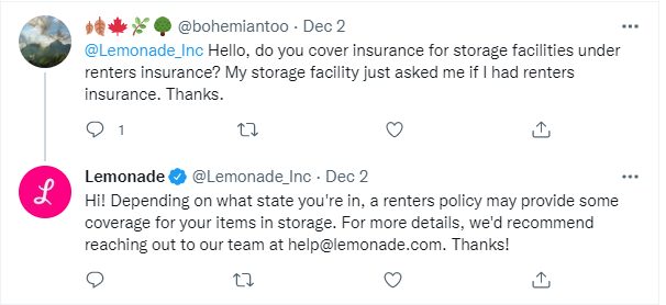 Lemonade Twitter engagement