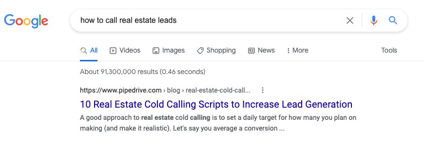 Real estate cold calling search results