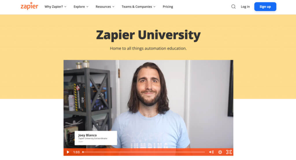 Zapier University screenshot