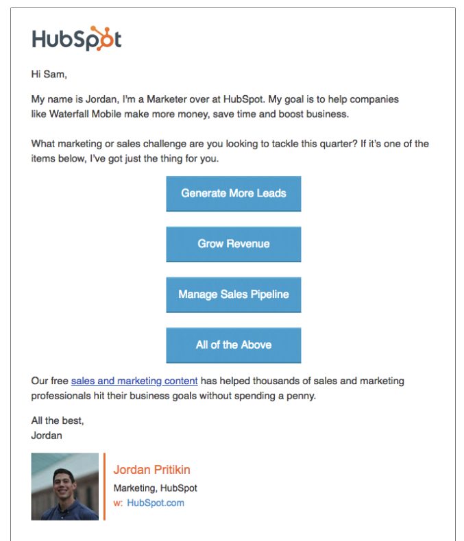 Screenshot of Hubspot Email Campaign
