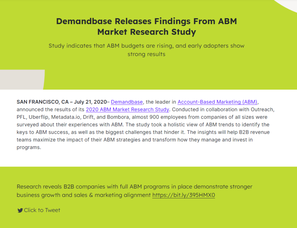 Screenshot of Demandbase Website