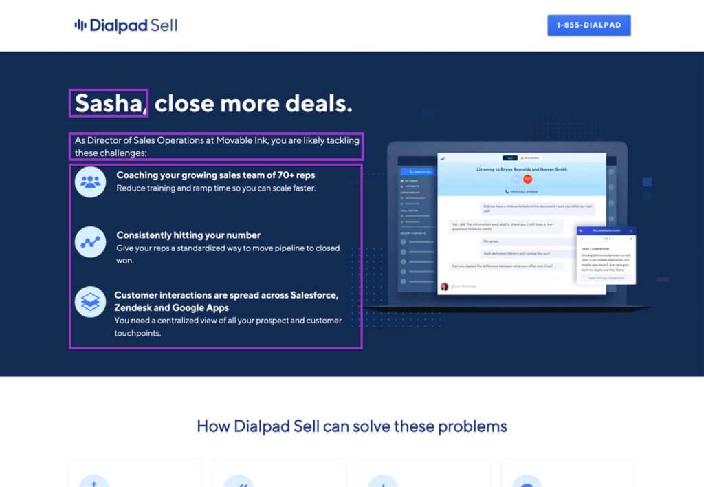 Screenshot of Dialpad