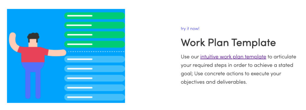 Alt Tag: Screenshot of free work plan template on Monday