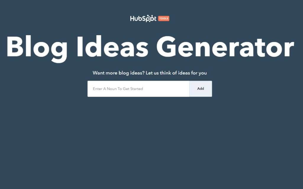 Screenshot of Hubspot Blog Idea Generator Page