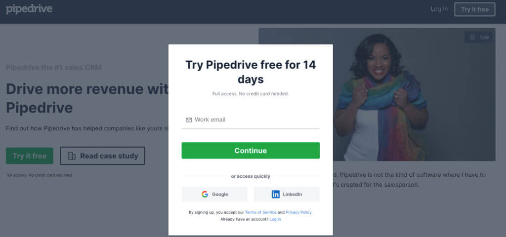 Screenshot of Pipedrive Free Trial