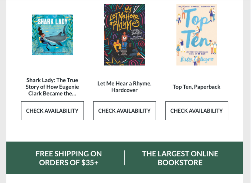 Screenshot of Barnes and Noble Threshold Cross Selling