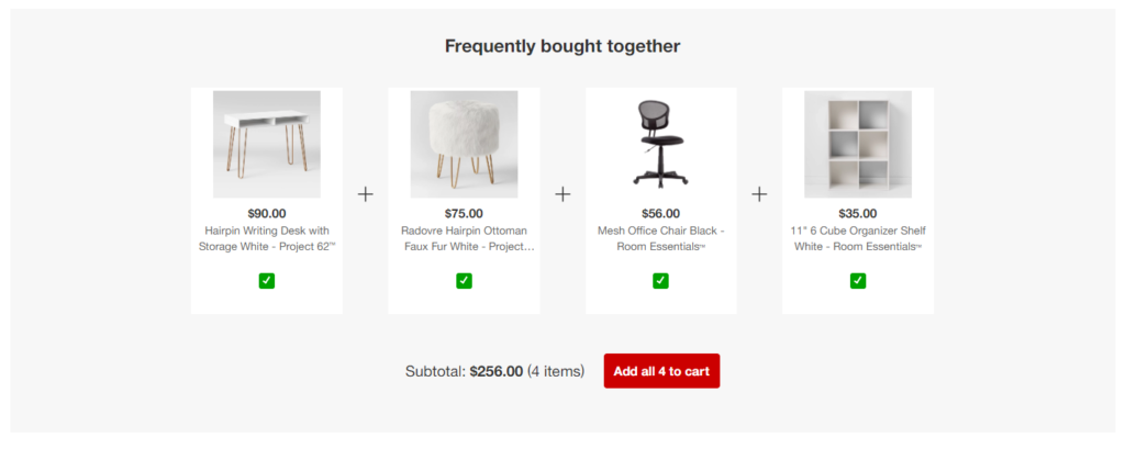 Screenshot of Target Frequently Bought Together Section
