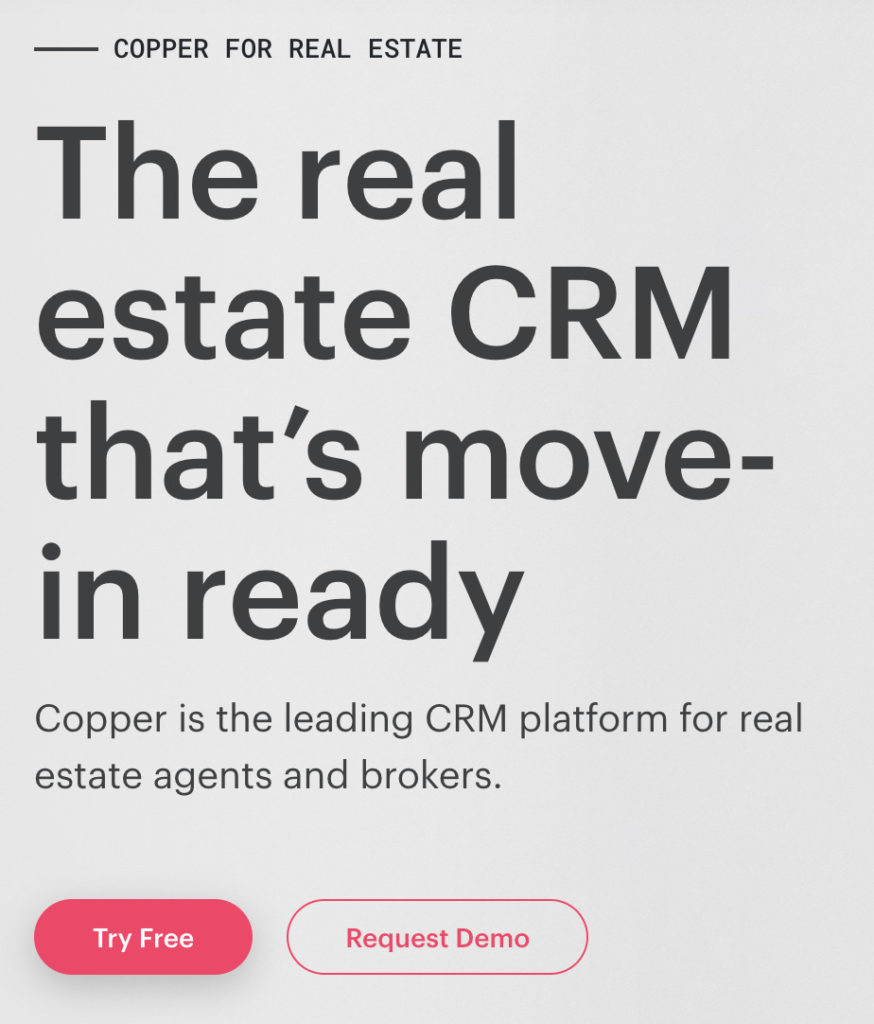 Screenshot of Copper Website Homepage