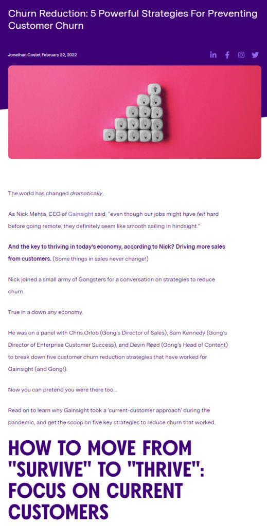 Screenshot of Gong’s Blog Post