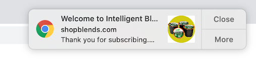 Screenshot of Intelligent Blends Greeting To New Subscriber Push Notification
