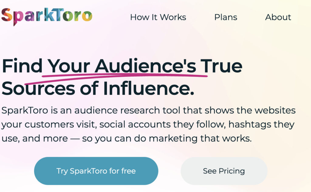 Screenshot of Sparktoro Website Homepage