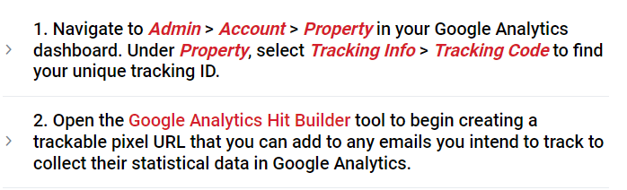 Screenshot of CXL instruction on how to track email open rates in Google Analytics