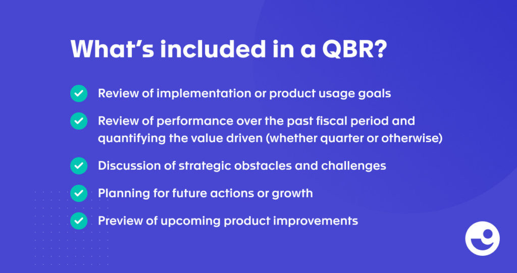 Screenshot of what is included in a QBR