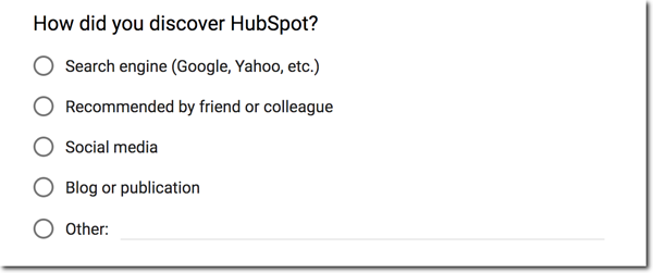 Screenshot of Simple Customer Survey from Hubspot