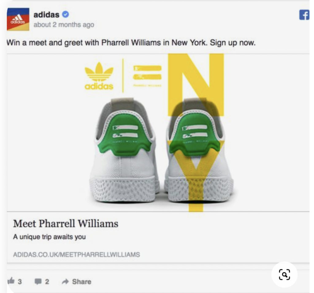 Screenshot of Adidas Influencer Collaboration Facebook Ad