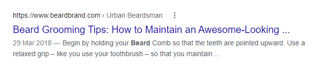 Screenshot of Beard Grooming Tips Google Search Result