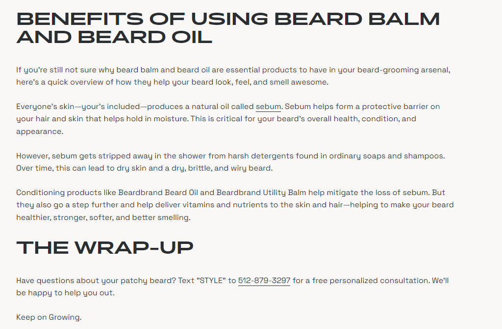 Screenshot of Blog Post about Bear Balm and Beard Oil