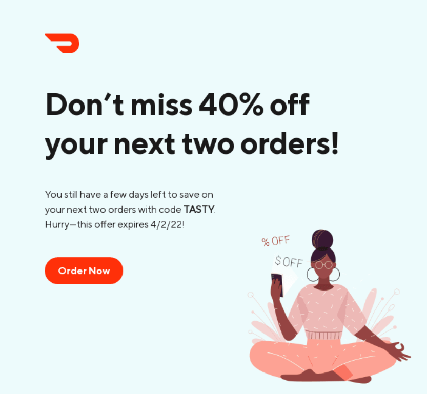 Screenshot of DoorDash Email with special offers