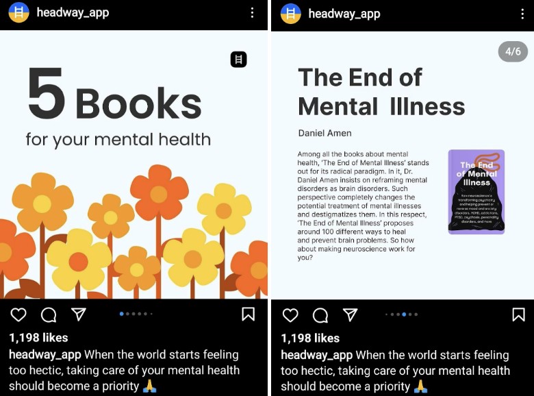 Screenshot of Headway Instagram Post about mental health