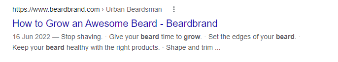 Screenshot of How To Grow a Beard Google Search Result