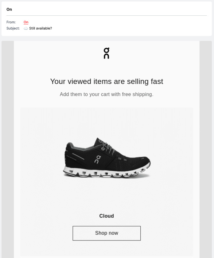 Screenshot of Running brand On Personalized Email
