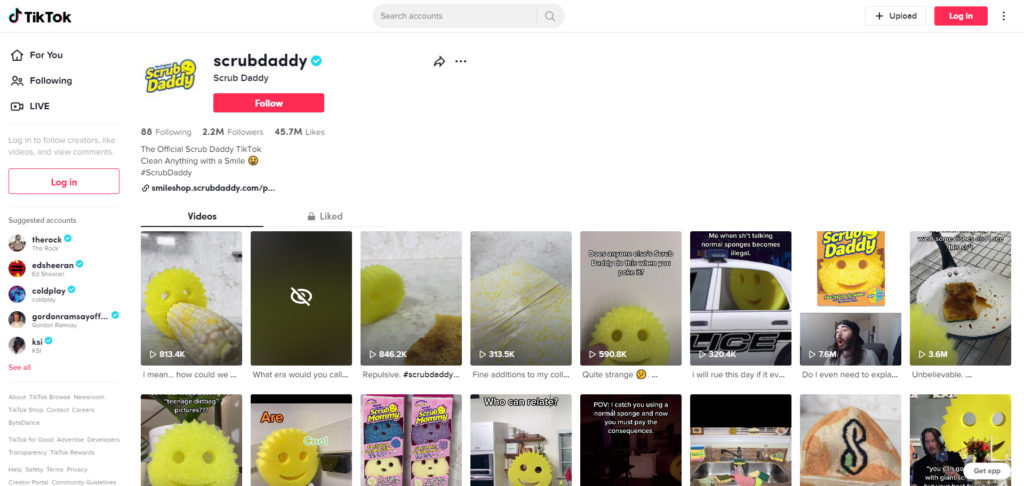 Screenshot of Scrub Daddy TikTok Account