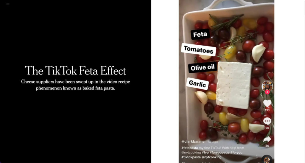 Screenshot of TikTok Feta Effect
