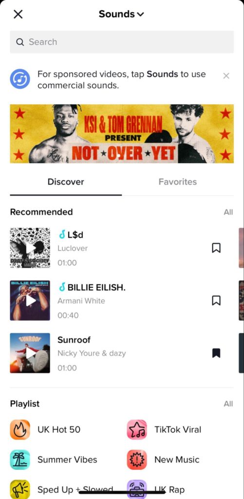 Screenshot of TikTok Sounds