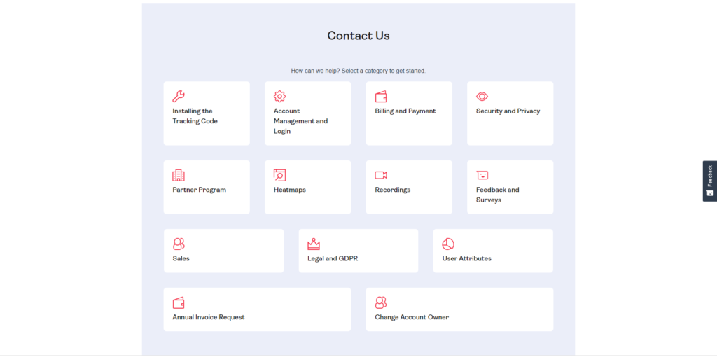 Screenshot of Hotjar’s help center