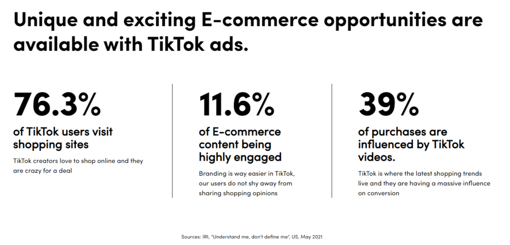 Screenshot of TikTok Advertising Ecommerce Opportunities